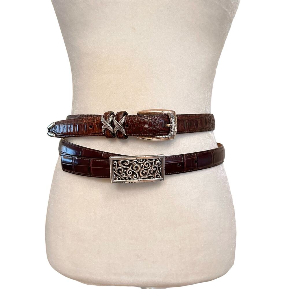 Vintage 90s Brighton Brown Leather Belts Sz Medium Preppy Western